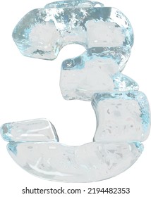 Ice symbol made of horizontal blocks. number 3
