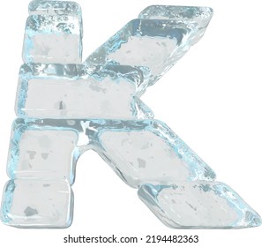 Símbolo de hielo hecho de bloques horizontales. letra k