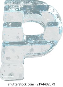 Símbolo de hielo hecho de bloques horizontales. letra p