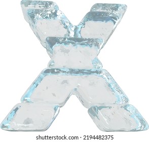 Símbolo de hielo hecho de bloques horizontales. letra x