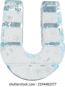 Ice symbol made of horizontal blocks. letter u