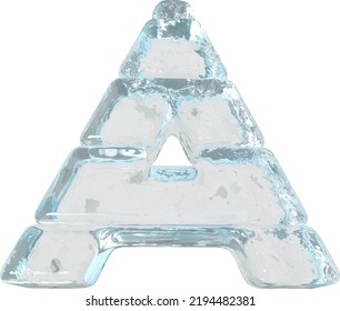 Símbolo de hielo hecho de bloques horizontales. letra a