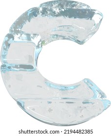 Símbolo de hielo hecho de bloques horizontales. letra c