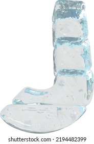 Símbolo de hielo hecho de bloques horizontales. letra j