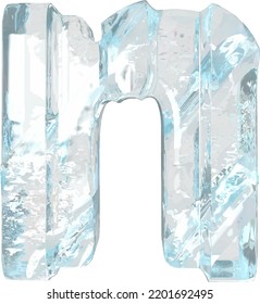 Símbolo de hielo con correas verticales gruesas. letra n