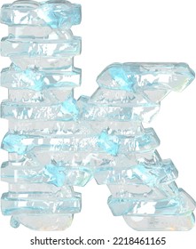 Símbolo de hielo con correas horizontales delgadas. letra k