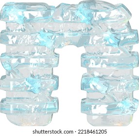 Símbolo de hielo con correas horizontales delgadas. letra n