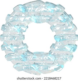 Símbolo de hielo con correas horizontales delgadas. letra o