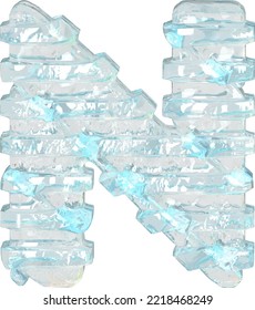 Símbolo de hielo con correas horizontales delgadas. letra n