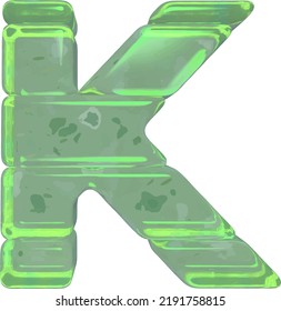 Ice symbols made of ice. letter k