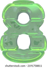 Ice symbols made of ice. number 8