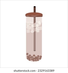 Ice taro boba drink illustration element