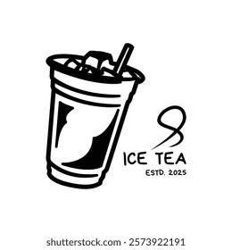 ice tea cup vector inspiration black and white