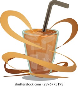Ice tea design logo illustration for menu