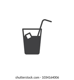 Ice tea glass vector icon. filled flat sign for mobile concept and web design. Freshly drink with ice cube and straw simple solid icon. Symbol, logo illustration. Pixel perfect vector graphics