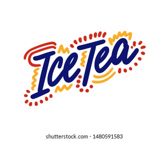 Ice tea hand drawn illustration. Template for card banner and poster for bar menu and restaurant. Vector illustration