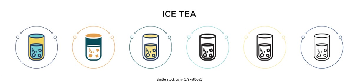 Ice tea icon in filled, thin line, outline and stroke style. Vector illustration of two colored and black ice tea vector icons designs can be used for mobile, ui, web