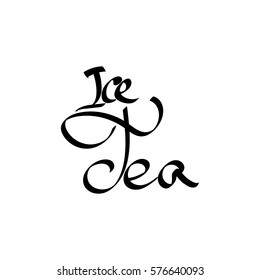 Ice Tea, isolated calligraphy phrase, words design template, vector illustration