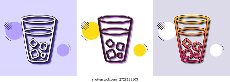 Icono de línea de té de hielo. Patrón punteado de semitono. Icono de degradado con sombra de grano. Signo de bebida de soda. Símbolo de bebida fría fresca. Icono de línea de té helado. Varios diseños. Vector