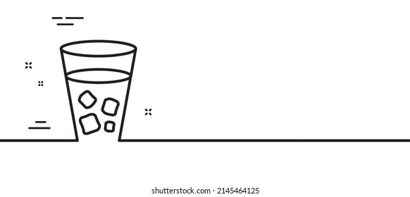 Ice tea line icon. Soda drink sign. Fresh cold beverage symbol. Minimal line illustration background. Ice tea line icon pattern banner. White web template concept. Vector