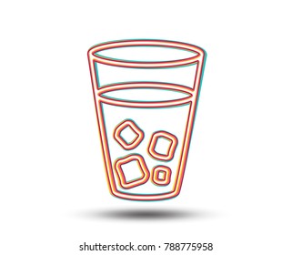 Ice tea line icon. Soda drink sign. Fresh cold beverage symbol. Colourful graphic design. Vector