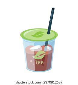 Té De Hielo En Vector De Ilustración De Copa Plástica