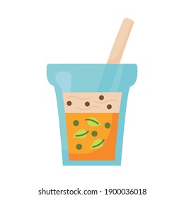 ice tea with straw design, Time drink breakfast and beverage theme Vector illustration