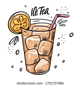Ice tea vector illustration art. Isolated on white background. Design for banner, poster, card and print.