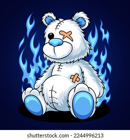 Ice teddy bear doll vector illustration