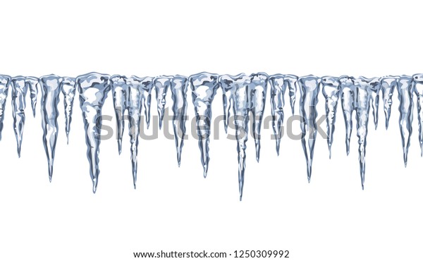 氷のテクスチャー 白い背景に氷柱 シームレスなアイコンの線の境界 ベクター画像デザインエレメント のベクター画像素材 ロイヤリティフリー