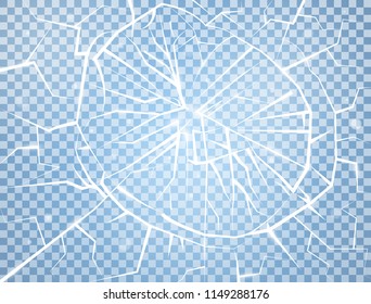 Ice Texture On Transparent Background. Realistic Broken Ice Surface. Broken Glass. Winter Background. Vector Illustration.