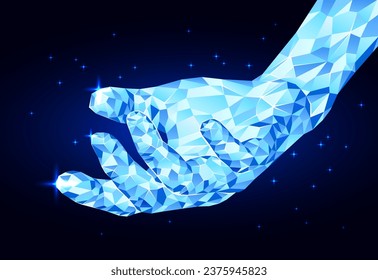 Ice Textured Hand Sculpture Vector Art.