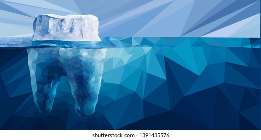 Ice tooth. Polygonal turquoise vector tooth. Dental background in origami style. - Vector. Vector illustration - tooth made in iceberg form in deep ocean. Concept for dentist clinic