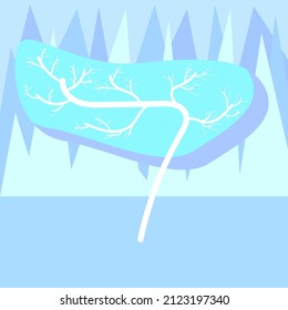ice tree on a background of mountains