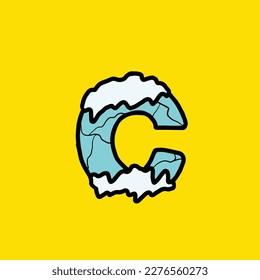 letra c vectorial de hielo del alimento de hierba de la cepa de la fruta