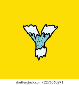 ice vector letter y from fruit strain weed food