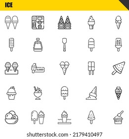 ice vector line icons set. ice cream, ice cream and ice cream Icons. Thin line design. Modern outline graphic elements, simple stroke symbols stock illustration