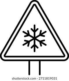 Ice Warning Sign Icon on White Background