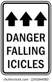 Ice warning sign and labels danger falling icicle
