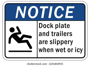 Ice warning sign and labels dog plate and trailers are slippery when wet