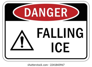 Ice warning sign and labels falling ice