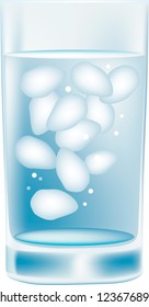 Ice water with clean drinking glass;  Vector illustration on White