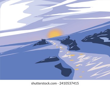 ice and water in the dawn