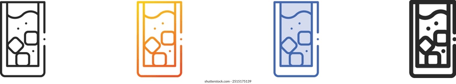 ice water icon.Thin Linear, Gradient, Blue Stroke and bold Style Design Isolated On White Background