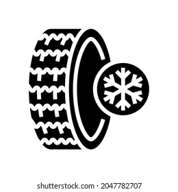 ice winter season tires glyph icon vector. ice winter season tires sign. isolated contour symbol black illustration