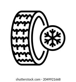 ice winter season tires line icon vector. ice winter season tires sign. isolated contour symbol black illustration