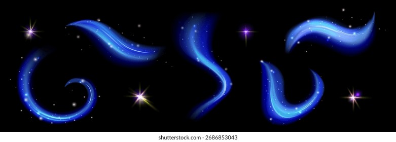 Ice winter wind with swirl effect. Blue ice air effect with glimmer light