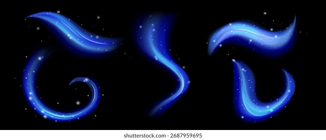 Vento gelado com efeito de redemoinho. Efeito de ar de gelo azul com luz brilhante