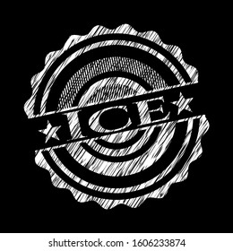 Ice written on a blackboard. Vector Illustration. Detailed.