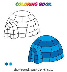 ice yurt - coloring page. Worksheet. Game for kids -  coloring book.  Vector cartoon  illustration.